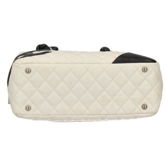 CHANEL Cambon Quilted Ligne Shoulder Bowling Bowler Bag Tote White - Picture 5 of 16